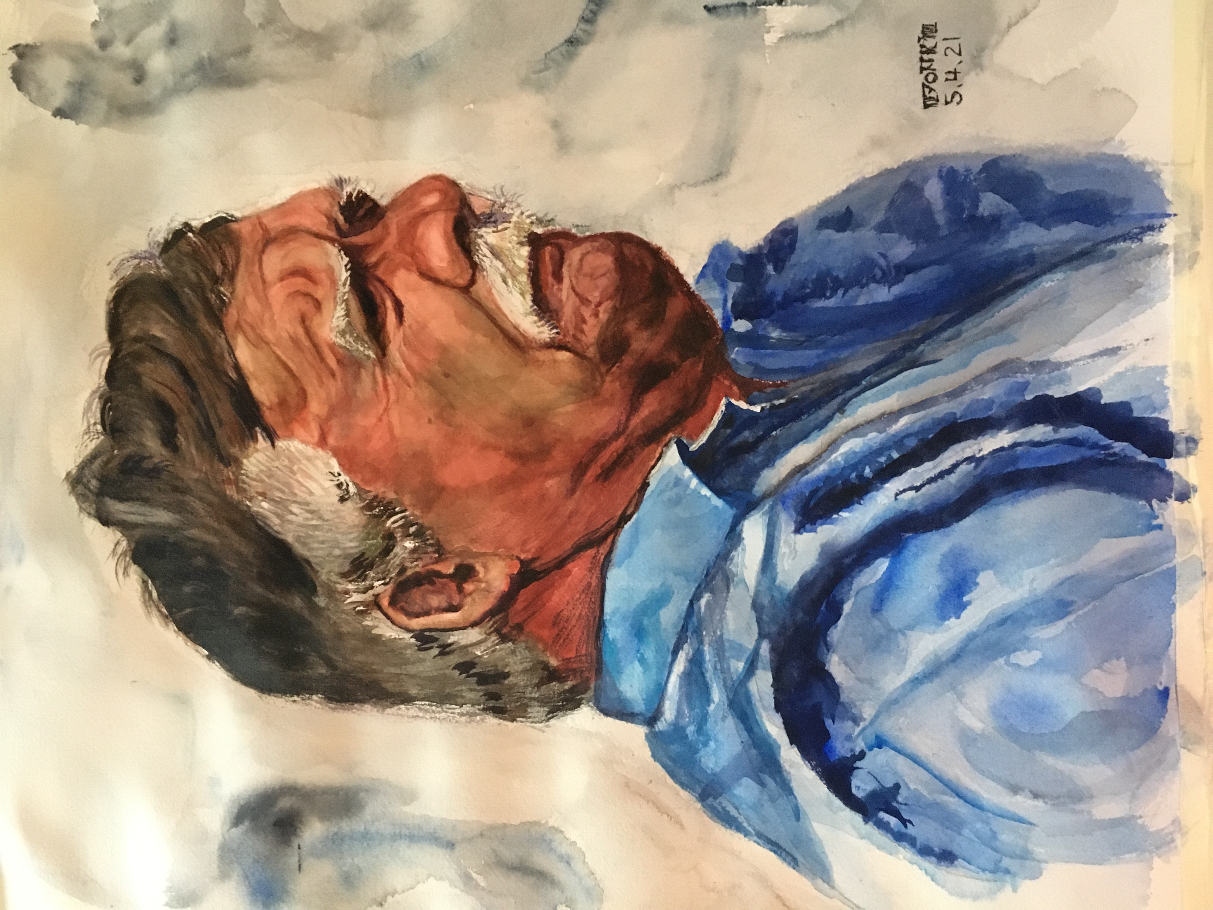 210504 A middle aged man.JPG : Myungja Watercolor - A middle-aged man