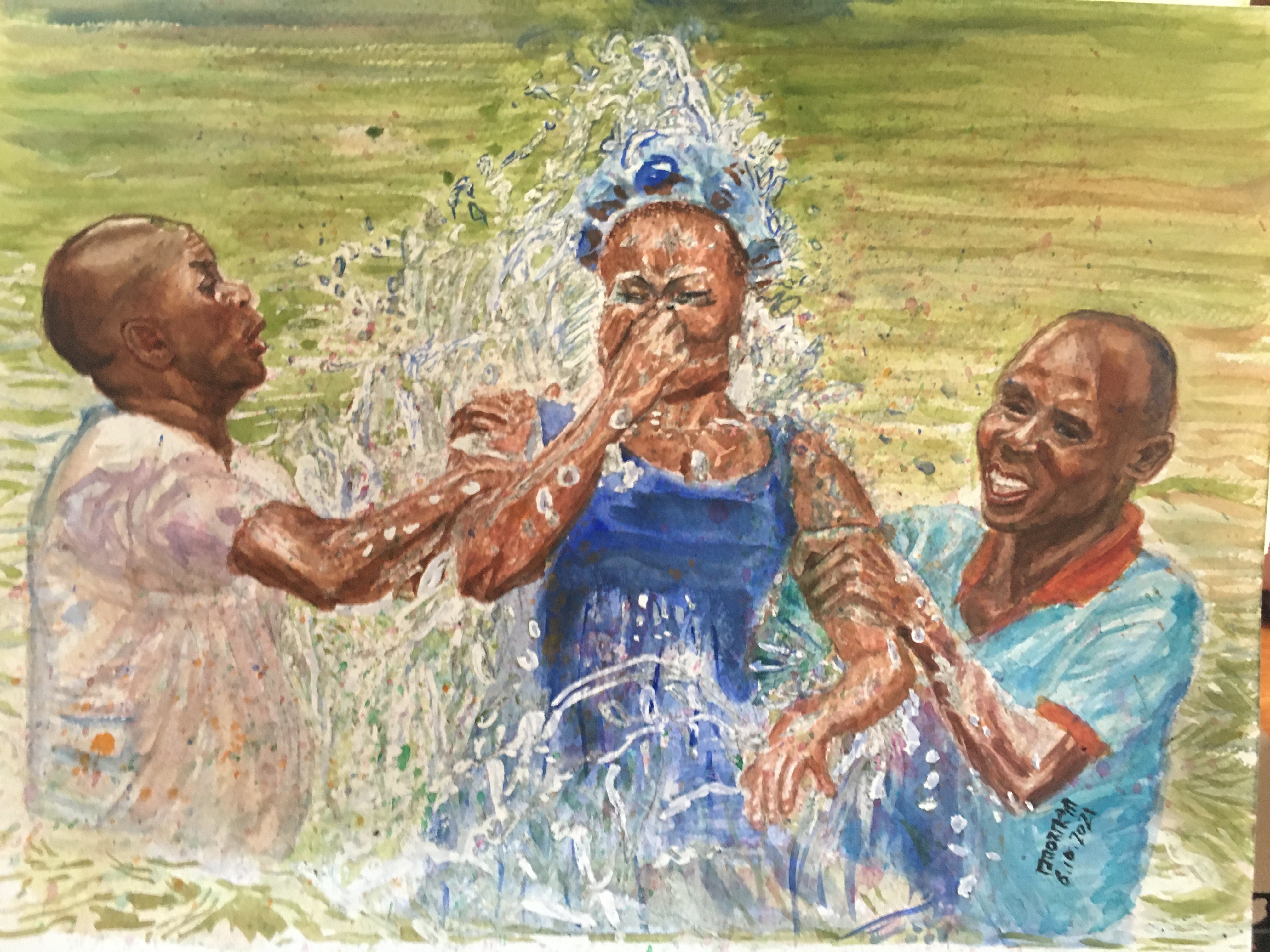 IMG_5761.JPG : Myungja Kim - Watercolor - Water Baptism of a Woman June 9, 2021