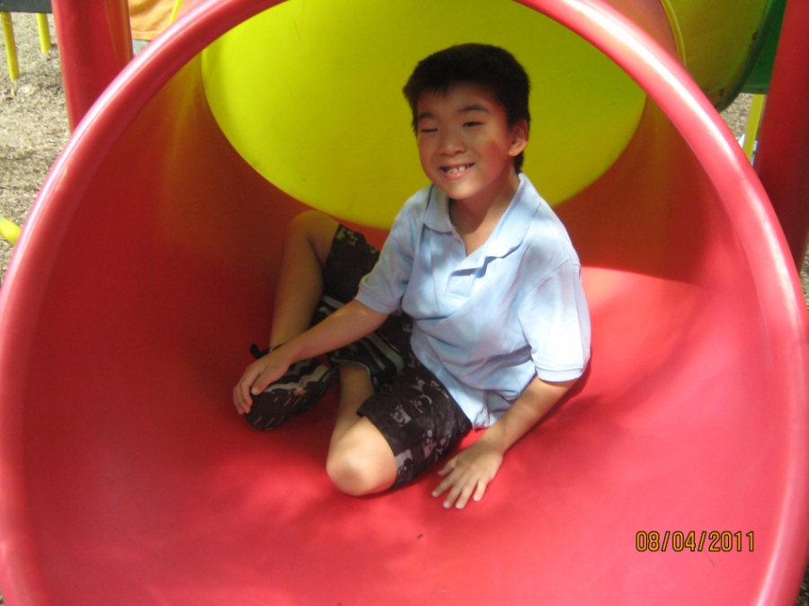 Photo Editor_110804h Josiah at Burke Lake Playground.JPG : Aug 1 at Home Pool and Aug 4 at Burke Lake