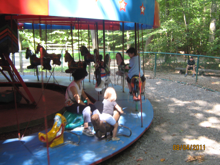 Photo Editor_110804o Karis, Josiah n mj at Burke Lake Carousel.JPG : Aug 1 at Home Pool and Aug 4 at Burke Lake