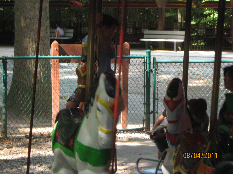 Photo Editor_110804m Josiah at Burke Lake Carousel.JPG : Aug 1 at Home Pool and Aug 4 at Burke Lake