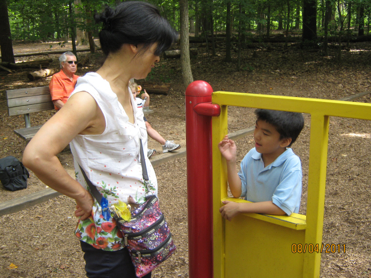 Photo Editor_110804b Josiah n Myungja at Burke Lake Playground.JPG : Aug 1 at Home Pool and Aug 4 at Burke Lake
