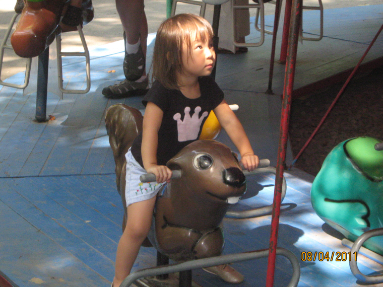 Photo Editor_110804j Karis at Burke Lake Carousel.JPG : Aug 1 at Home Pool and Aug 4 at Burke Lake
