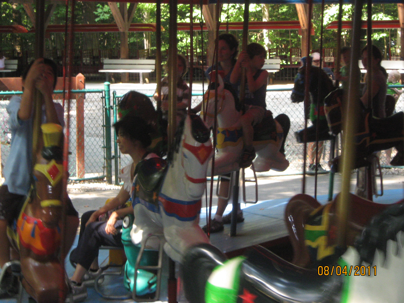 Photo Editor_110804k Karis, Josiah n mj at Burke Lake Carousel.JPG : Aug 1 at Home Pool and Aug 4 at Burke Lake
