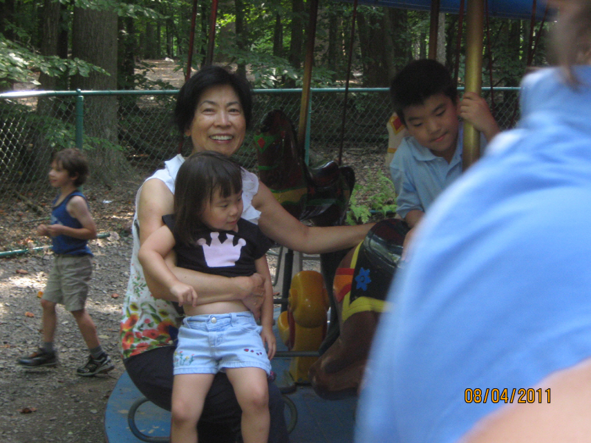Photo Editor_110804s Karis, Josiah n mj at Burke Lake Carousel.JPG : Aug 1 at Home Pool and Aug 4 at Burke Lake